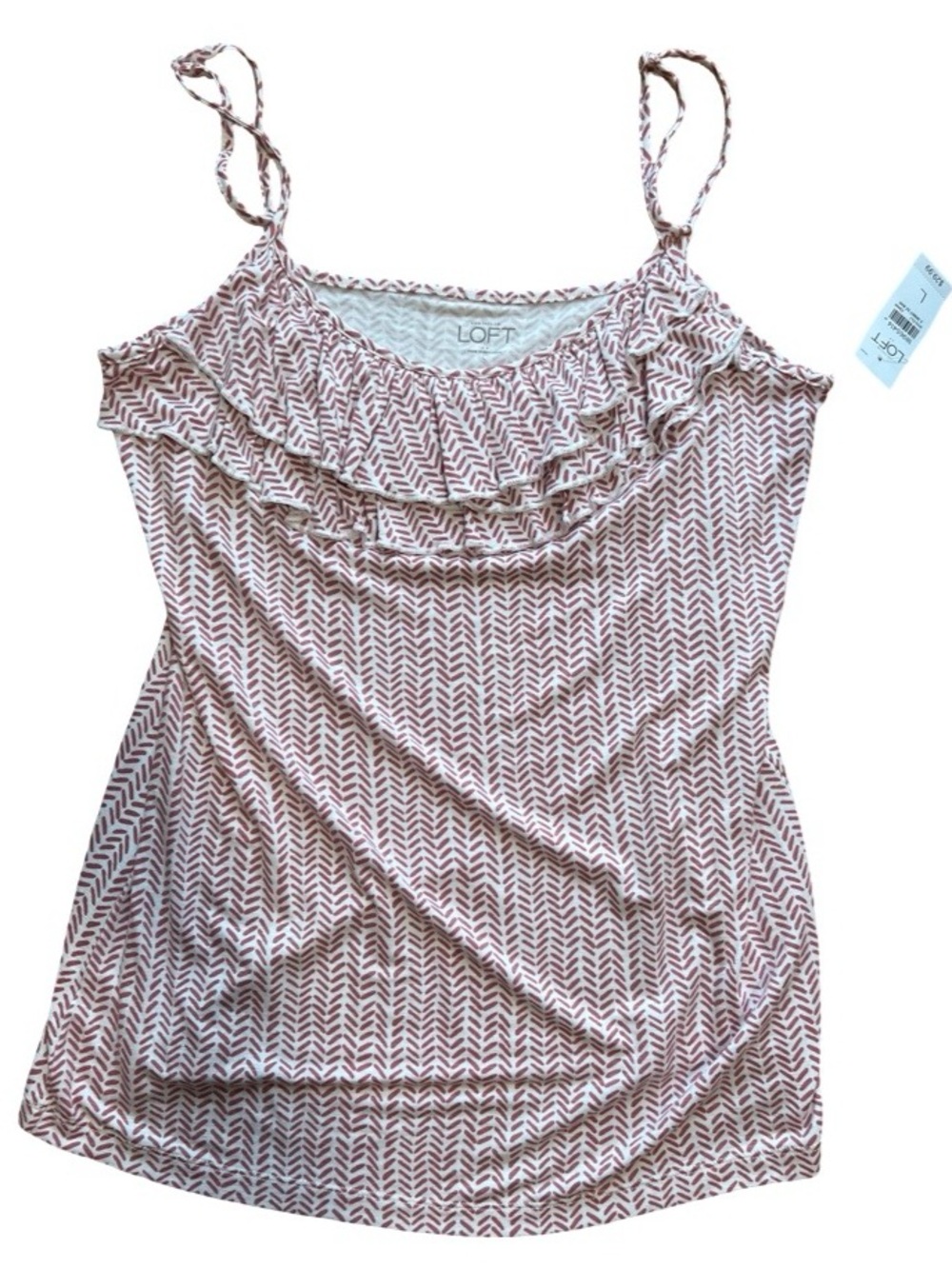 NWT LOFT Women’s Ladies mauve & white tank shell SZ Large